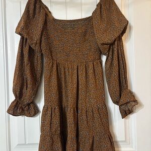 Amazon Brown Floral Long Sleeve Dress